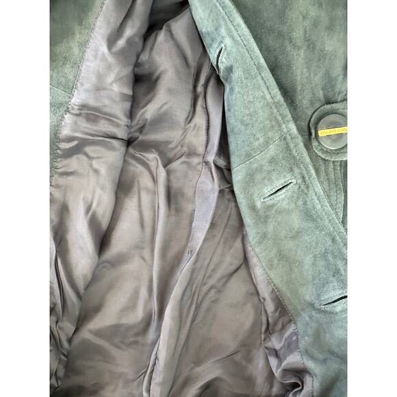 Tory Burch Leather/Suede Jacket Gray Blue Leather Button Up Jacket Size 14 r1 - Picture 6 of 10